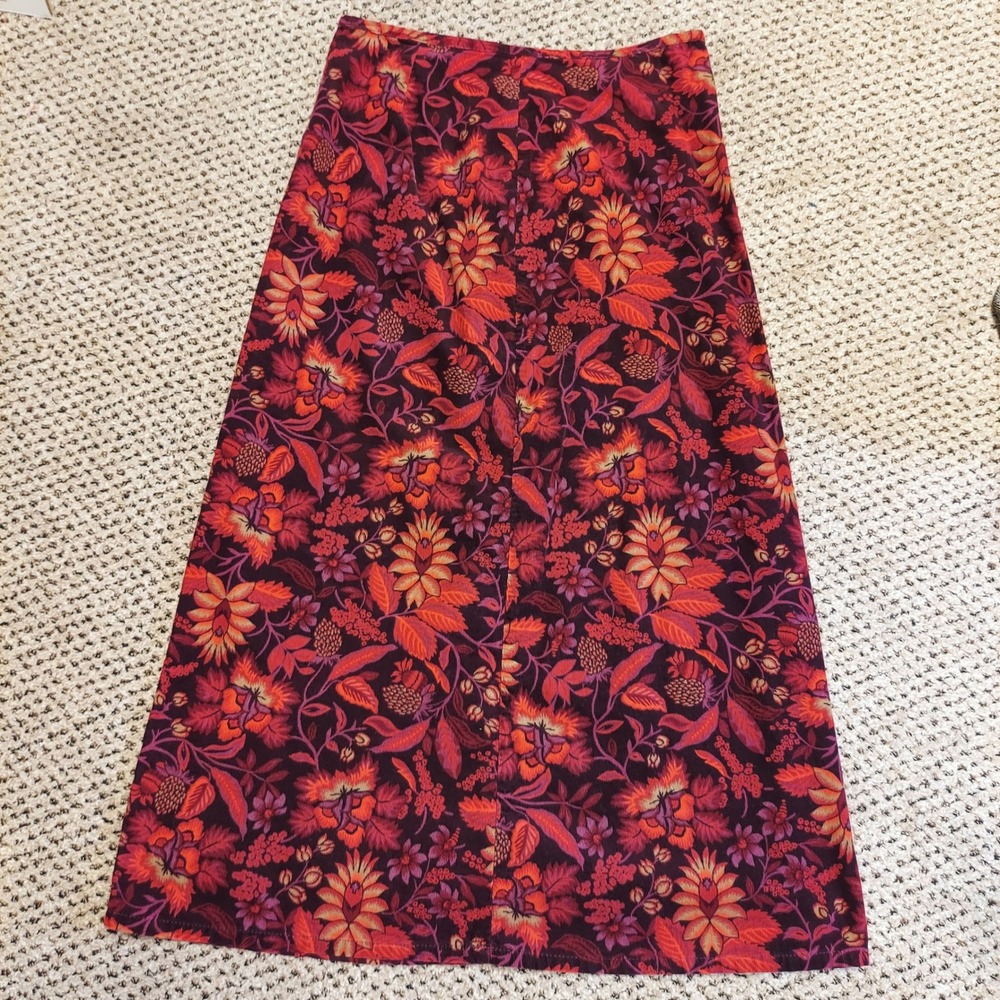 White Stag Womens Floral Corduroy Maxi Skirt Size 10 Cottagecore 90s Boho